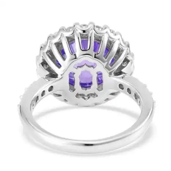 Lustro Stella HoneyComb Cut Finest Blue Spinel Color & White CZ Halo Ring NWT - Picture 4 of 8